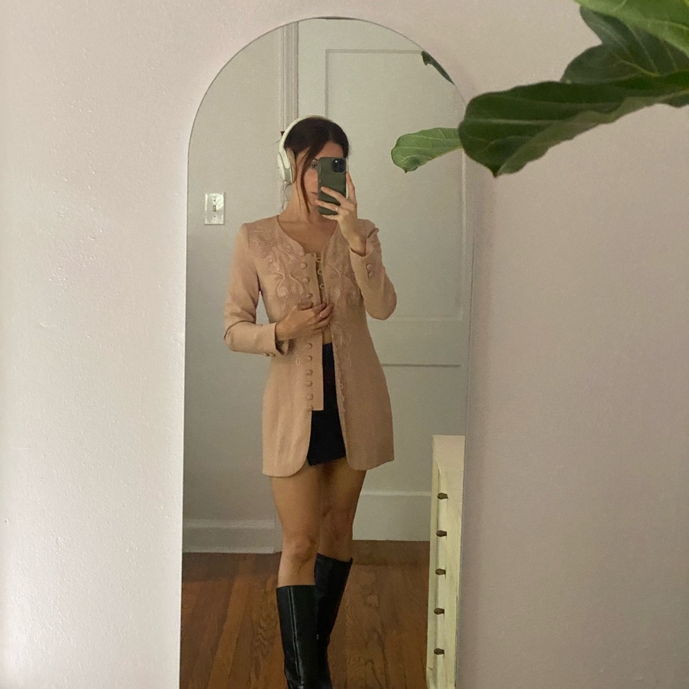 Pale Pink Embroidered Blazer